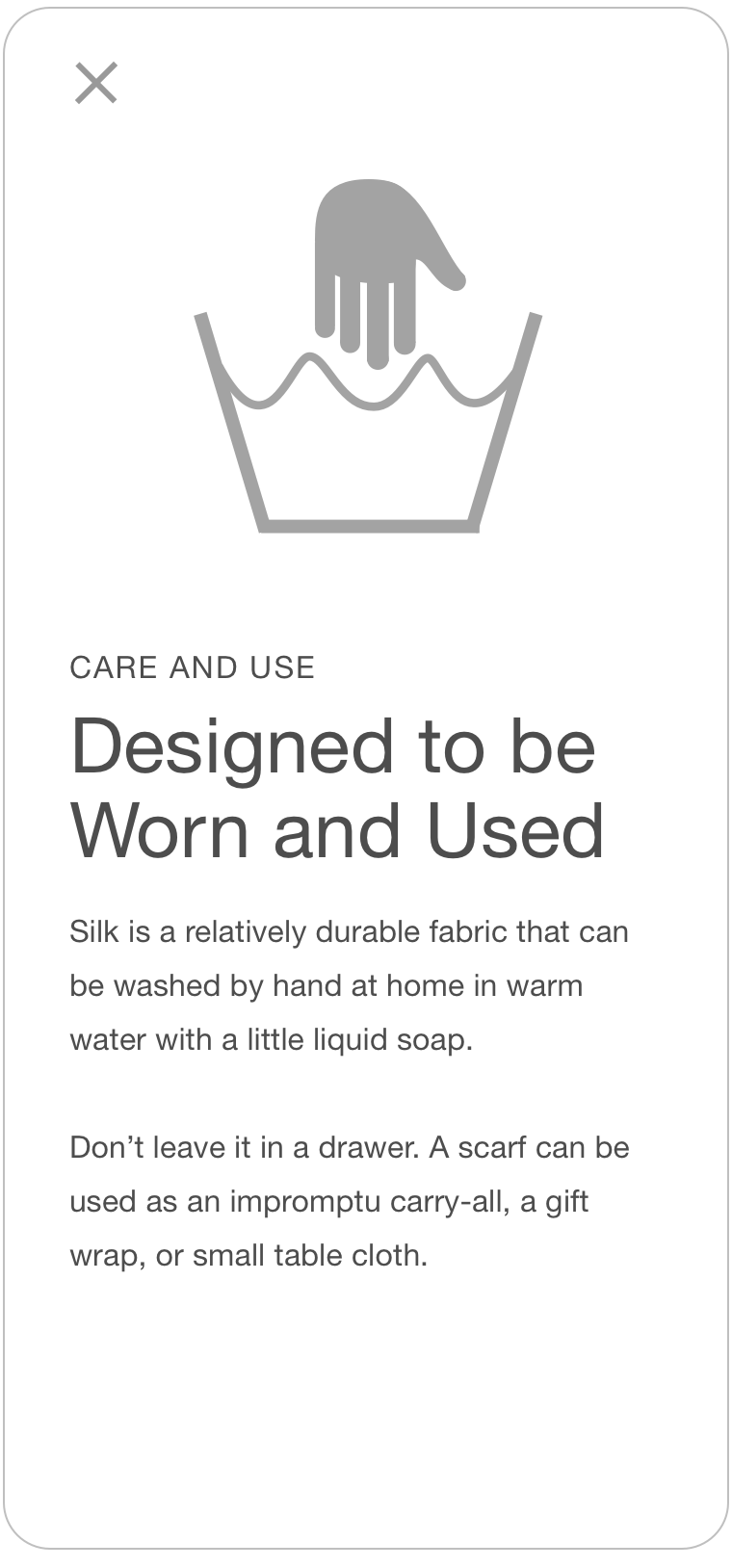 Product care overlay
