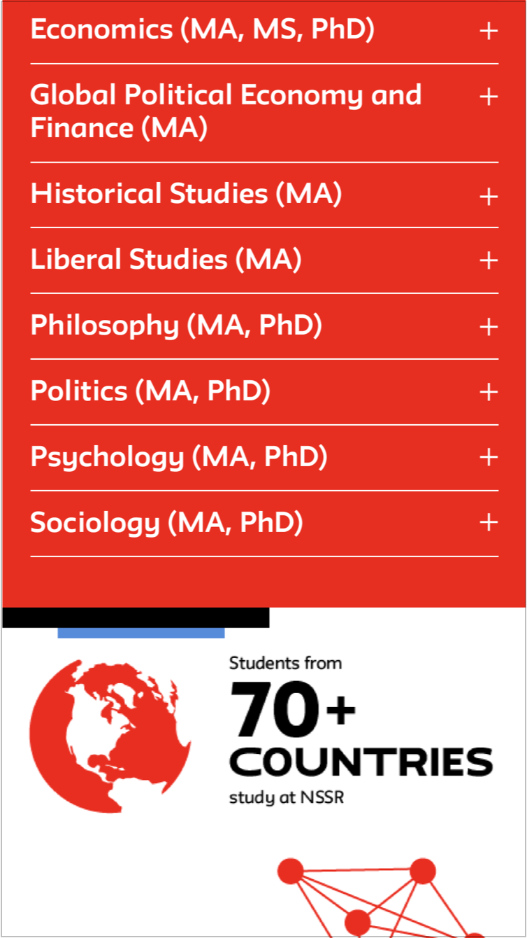 The New School Landing page Mobile view